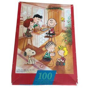 VTG Peanuts Christmas Puzzle 100 Pieces Hallmark Snoopy Charlie Brown Complete